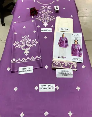 2 Pcs Women's Unstitched Embroidered Suit thumbnail 2