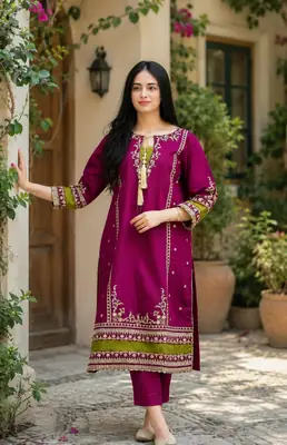 2 Pcs Women's Unstitched Embroidered Suit