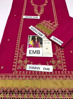 2 Pcs Women's Unstitched Embroidered Suit thumbnail 2
