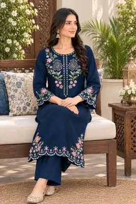 2 Pcs Women's Unstitched Embroidered Suit
