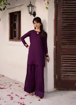 2 Pcs Women's Stitched Georgette Plain Shirt And Trouser