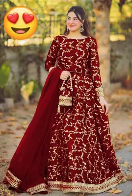 4 Pcs Women's Stitched Shamoz Silk Embroidered Lehenga Choli