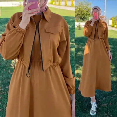 2 Pcs Women's Stitched Fleece Plain Zipper Tracksuit