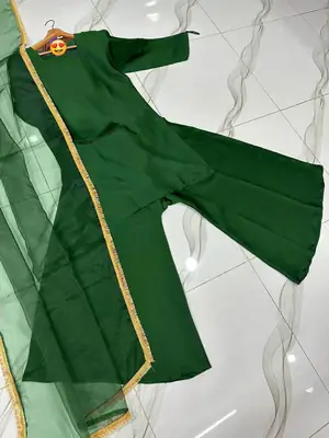 3 Pcs Women’s Stitched Shamoz Silk Plain Sharara Shirt thumbnail 18