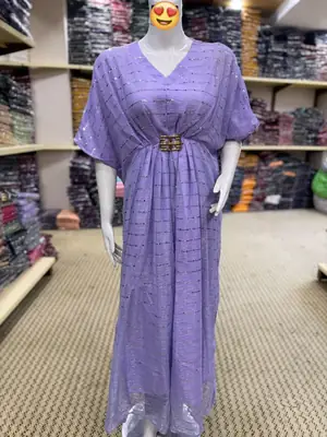 1 Pc Women's Stitched Moonlight Block Printed Kaftan thumbnail 2