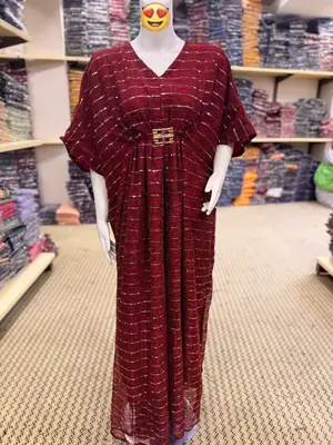 1 Pc Women's Stitched Moonlight Block Printed Kaftan thumbnail 2