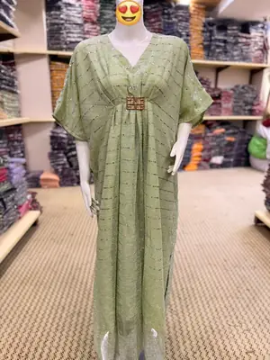 1 Pc Women's Stitched Moonlight Block Printed Kaftan thumbnail 2