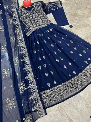 3 Pcs Women's Stitched Chiffon Hand Work Maxi And Trouser thumbnail 2