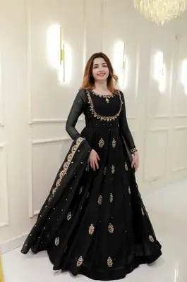 3 Pcs Women's Stitched Chiffon Hand Work Maxi