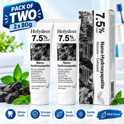 Holydeer 7.5% nHAP Toothpaste Fluoride Free Mint, Pack of 2