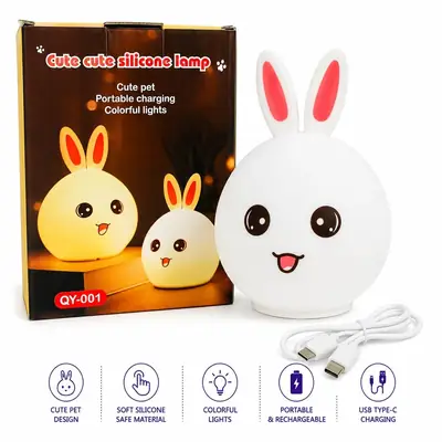 Cute Bunny Silicone Night Lamp Rechargeable Multi Color