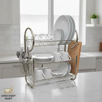 Stainless Steel 2-Tier Dish Rack with Drip Tray thumbnail 5