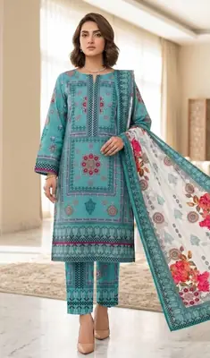 3 Pcs Women's Unstitched Printed Suit