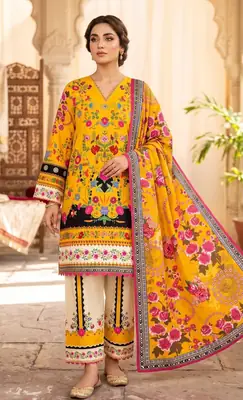 3 Pcs Women's Unstitched Printed Suit