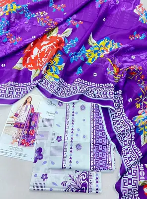 3 Pcs Women's Unstitched Printed Suit thumbnail 2