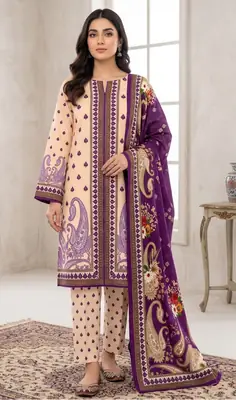 3 Pcs Women's Unstitched Printed Suit