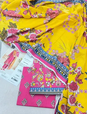 3 Pcs Women's Unstitched Printed Suit thumbnail 2