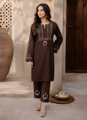 2 Pcs Women's Unstitched Embroidered Suit