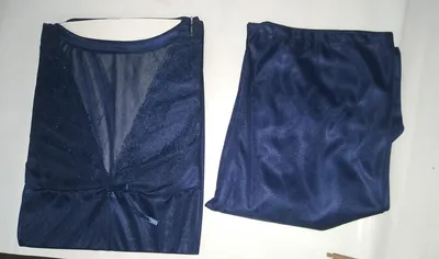 Blue Silk Lace Nightgown Set for Women thumbnail 2