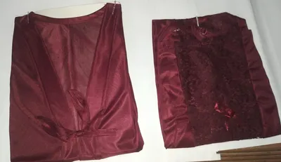 Maroon Silk V-Neck 2-Piece Sleep Set for Women thumbnail 2