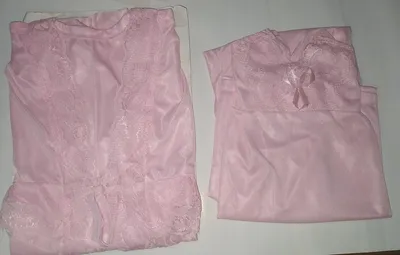 Pink Silk Lace V-Neck 2-Piece Sleep Set for Women thumbnail 2
