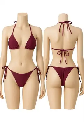 Silk Plain Comfortable And Lightweight Bikini Set / Swim Wear Bikini
