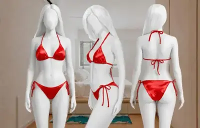 Silk Plain Comfortable And Lightweight Bikini Set / Swimwear For Girls / Bra & Panty 