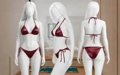 Silk Plain Comfortable And Lightweight Bikini Set / Swimwear For Girls / Bra & Panty 