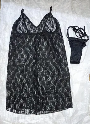2 Pcs Transparent Nighty For Girls / Net Lace Comfortable And Lightweight Lingerie Set thumbnail 2