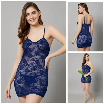 2 Pcs Transparent Nighty For Girls / Net Lace Comfortable And Lightweight Lingerie Set