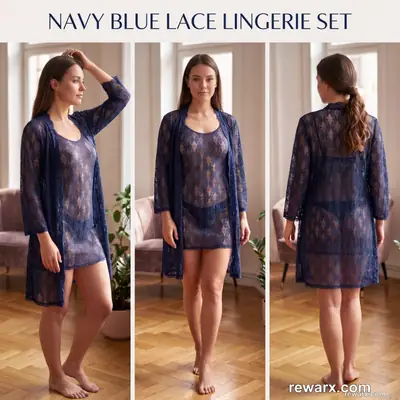 3 Pcs Luxury Transparent Nighty (Gown Inner Panty) / Net Lace Comfortable And Lightweight Lingerie Set