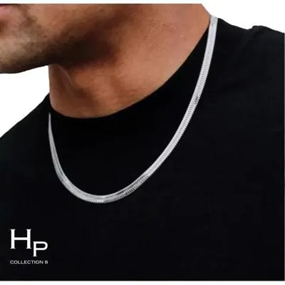 Life Time Color Warranty Snake Silver Chain 3mm /55cm, (22 Inches) in Stainless Steel For Man