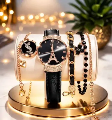 3 Pcs Modern Design Gold Plated Artificial Stones Chain Bracelet thumbnail 2