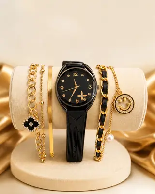 3 Pcs Modern Design Gold Plated Artificial Stones Chain Bracelet thumbnail 3