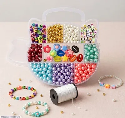 Multicolor DIY Jewellery Beads with Elastic Thread Roll