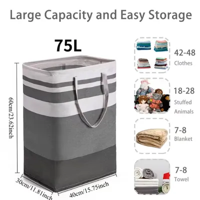 Multicolor Foldable Laundry Basket 20x12 Inches thumbnail 2