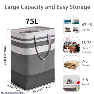 75L Polyester Laundry Basket for Home Organization