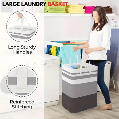 Ultra Large Cloth Laundry Basket 72L Capacity Multicolor thumbnail 4