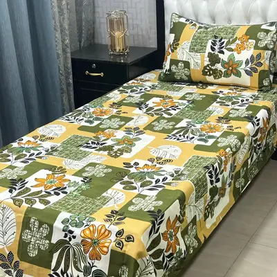 2 Pcs Crystal Cotton Printed Single Bedsheet