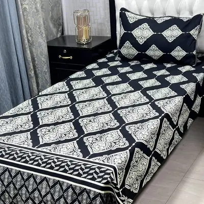 2 Pcs Crystal Cotton Printed Single Bedsheet