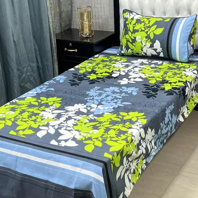 2 Pcs Crystal Cotton Printed Single Bedsheet