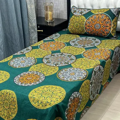 2 Pcs Crystal Cotton Printed Single Bedsheet
