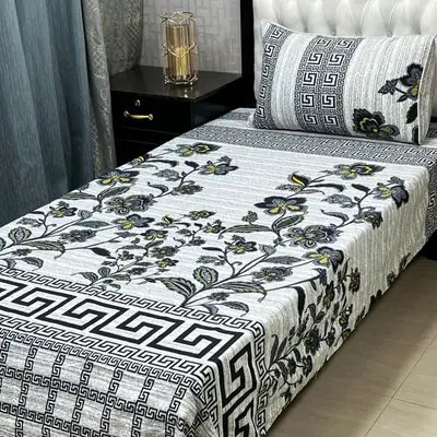 2 Pcs Crystal Cotton Printed Single Bedsheet