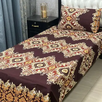 2 Pcs Crystal Cotton Printed Single Bedsheet