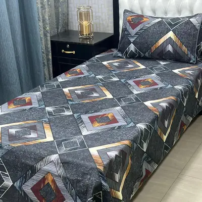 2 Pcs Crystal Cotton Printed Single Bedsheet