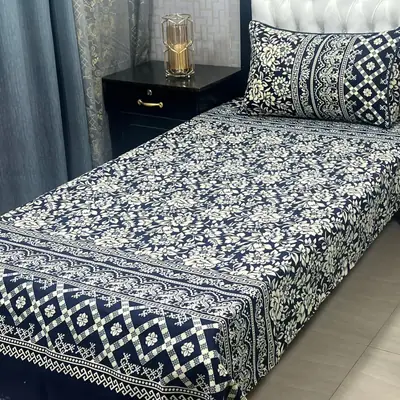 4 Pcs Crystal Cotton Printed Single Bedsheet