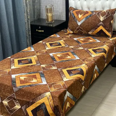 4 Pcs Crystal Cotton Printed Single Bedsheet