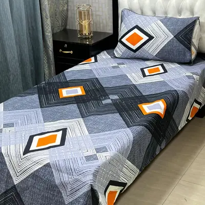 4 Pcs Crystal Cotton Printed Single Bedsheet