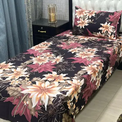 4 Pcs Crystal Cotton Printed Single Bedsheet