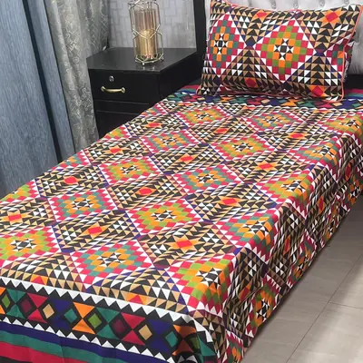4 Pcs Crystal Cotton Printed Single Bedsheet